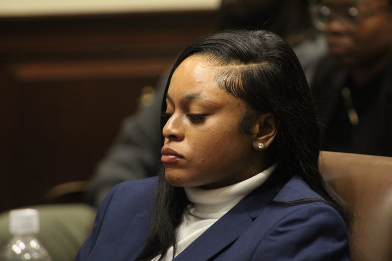 Marshee Luther, 26, sits in the courtroom of Hamilton County Common Pleas Judge Christopher McDowell on the last day of her murder trial on May 8, 2026.