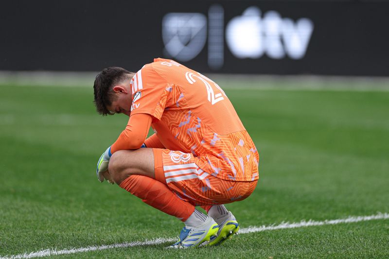 Crew goalkeeper Patrick Schulte reflects during the second half against New York City FC on May 10.