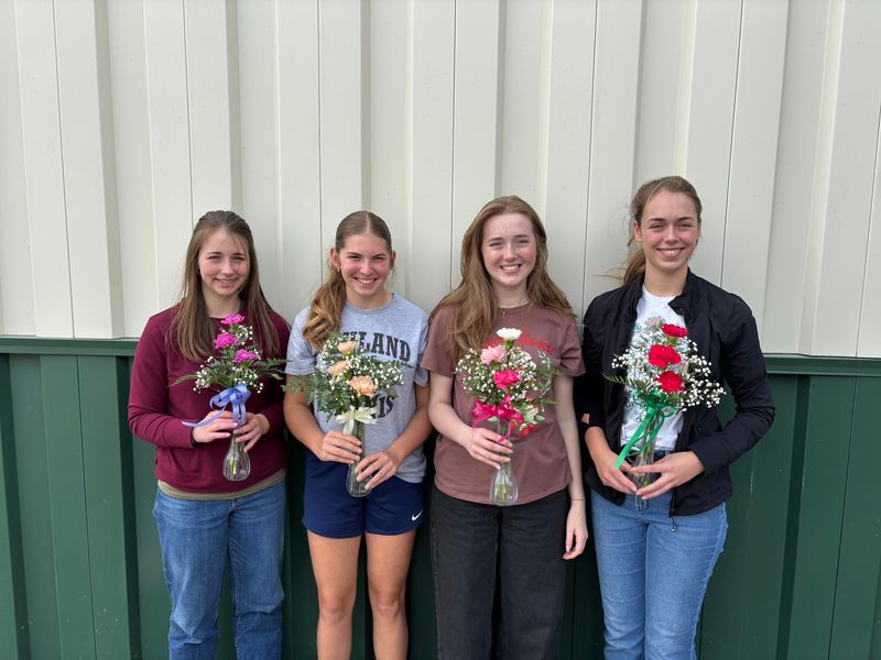 The Ashland FFA Floriculture Team with their bud vases following the contest. From left to right- Hannah McNaull, Gwenyth Miller, Elise Frazer, and Haley McNaull.