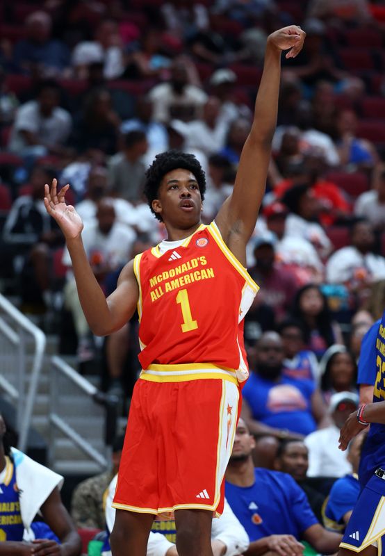Mar 31, 2026; Glendale, AZ, USA; Anthony Thompson (1) during the McDonalds All American Boys Game at Desert Diamond Arena.
