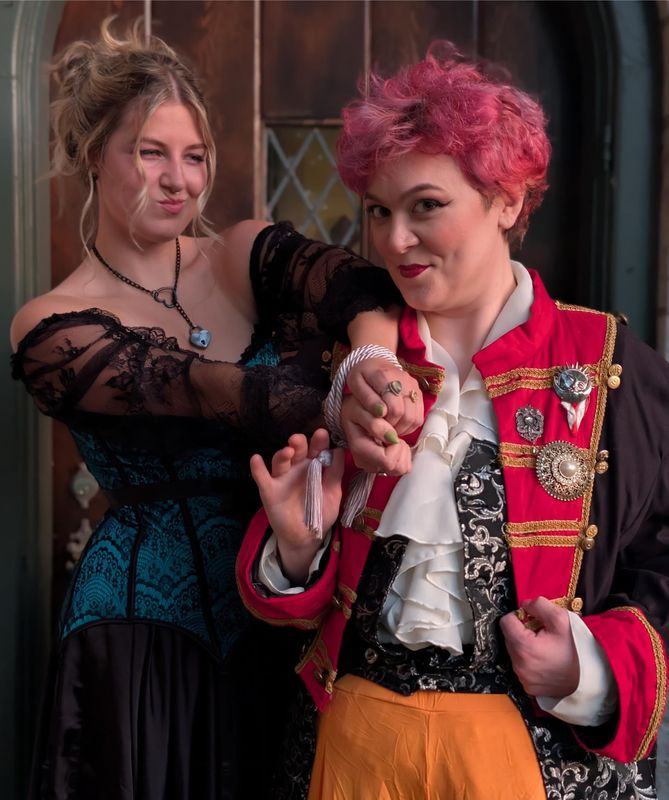 Aly Marchant, left, as Kate, and Colleen "Squiddy" Kochensparger as Petruchio star in the Actors’ Theatre of Columbus production of "The Taming of the Shrew," which will run May 21-June 14 at Schiller Park Amphitheatre.