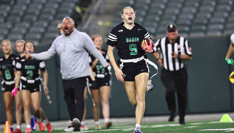 Badin senior Addi Marshall (9) was named offensive MVP in the Rams' regional championship win over St. Ursula.