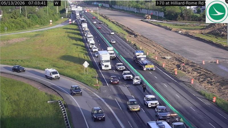 Left lane of I-70 at Hilliard Rome Road remains closed due to 6 a.m. crash on May 13.
