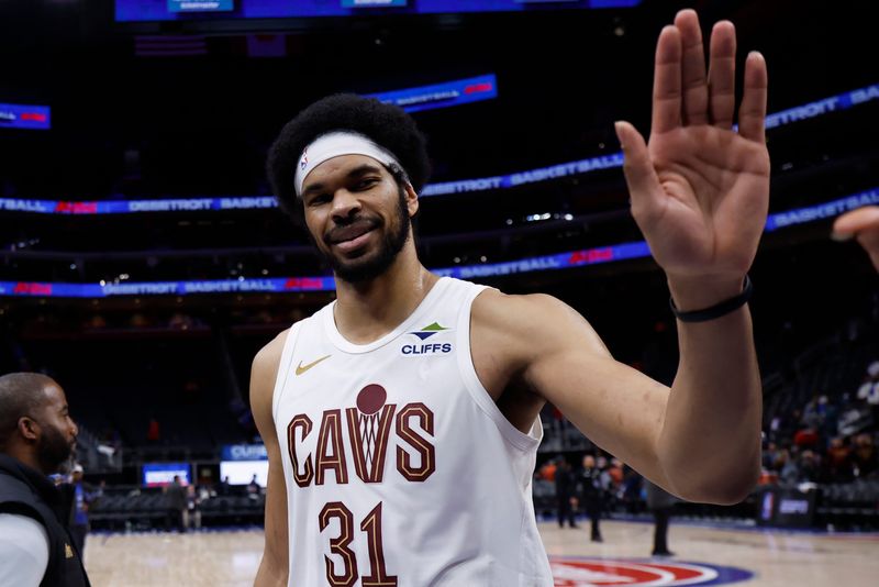 May 13, 2026; Detroit, Michigan, USA; Cleveland Cavaliers center Jarrett Allen (31) walks off the court after game five of the second round of the 2026 NBA Playoffs against the Detroit Pistons at Little Caesars Arena. Mandatory Credit: Rick Osentoski-Imagn Images