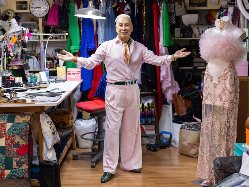 Juan José Saenz-Ferreyros strikes the pose he uses at the end of fashions shows.