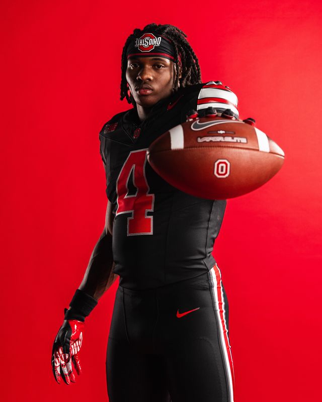 Ohio State football all-black 'Tunnel Vision' alternate jerseys with gray sleeves Jeremiah Smith