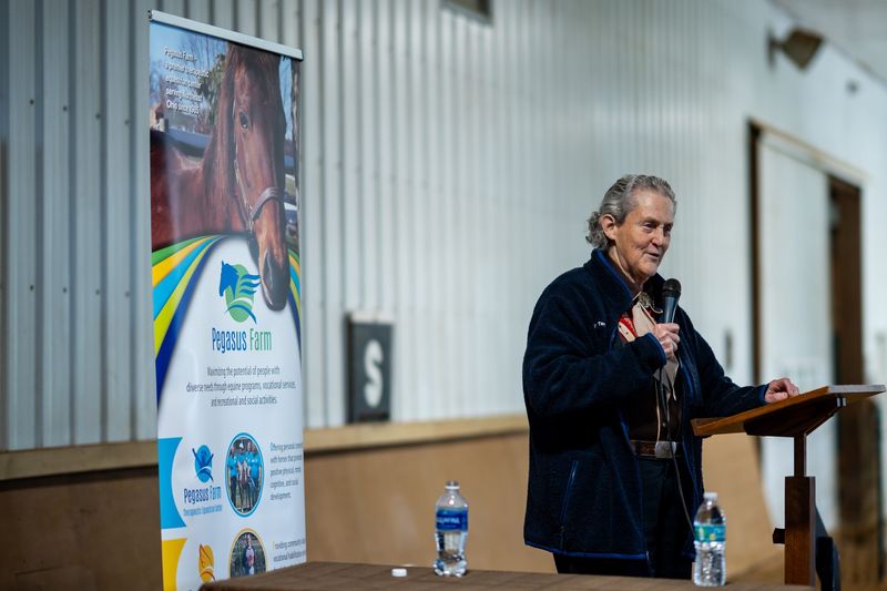 Dr. Temple Grandin holds a special talk, May 15, 2026, at Pegasus Farm in Hartville, Ohio.