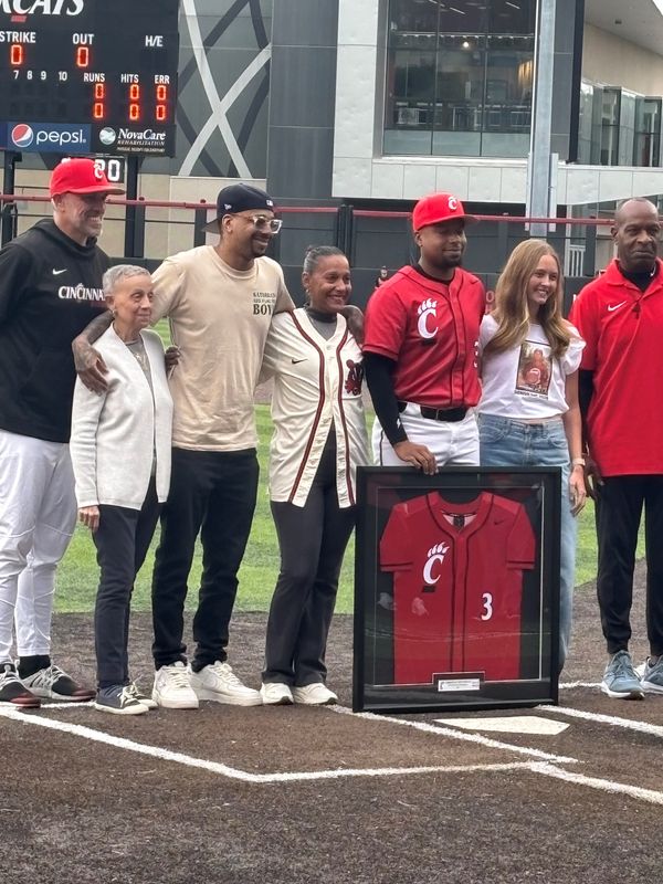 Cincinnati Bearcats senior Christian Mitchelle was among those honored before UC's regular-season finale vs. Texas Tech May 15.