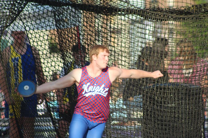 West Holmes' Maddax Graham's longest throw of the day was 159' 10".