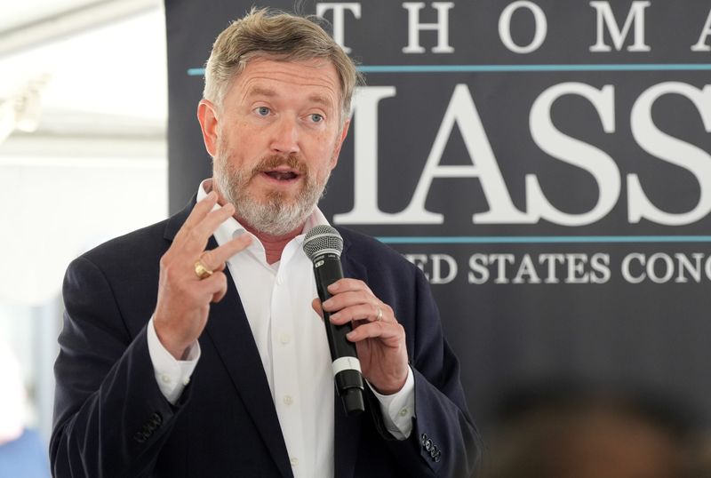 U.S. Rep. Thomas Massie speaks at his campaign rally with special guests in Florence, Kentucky.
May 16, 2026