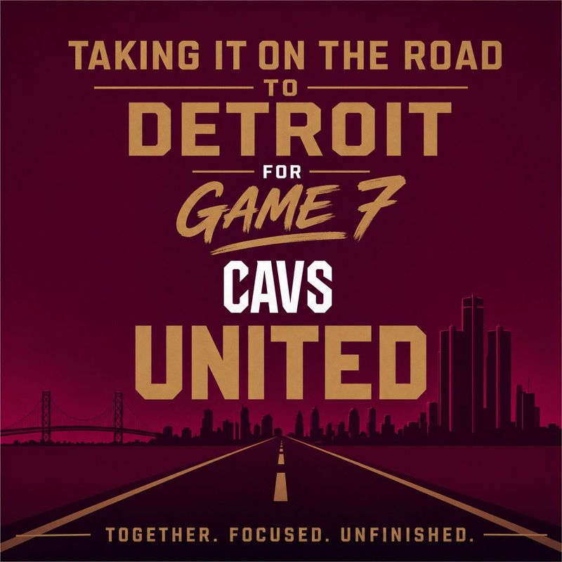 Graphic included in email to Cavs United members telling them to enter for a chance to go on the road to Detroit to root on the Cleveland Cavaliers for Game 7.