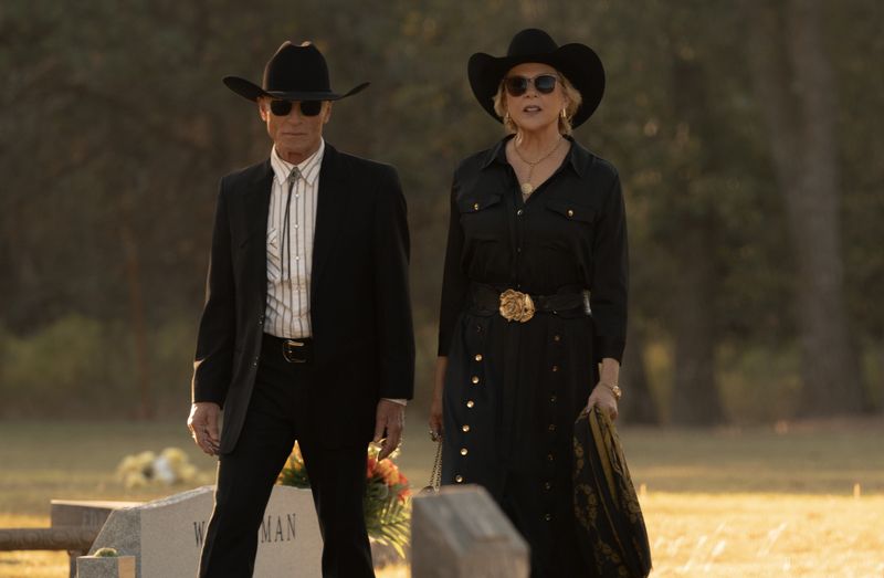 Ed Harris as Everett McKinney and Annette Bening as Beulah Jackson in Season 1 of "Dutton Ranch," streaming on Paramount+.