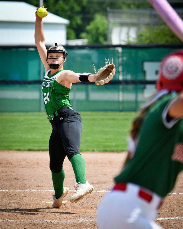 Clear Fork's Miley Shafer turned in a shutout performance in the circle during the Colts' 5-0 Division IV district semifinal win over Oak Harbor on Tuesday, May 19, 2026 at Margaretta.