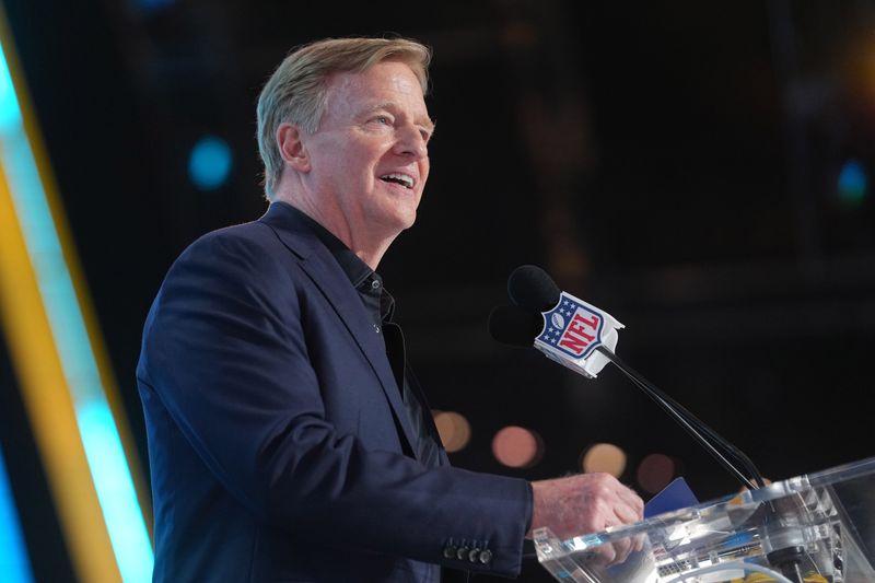 Apr 23, 2026; Pittsburgh, PA, USA; NFL commissioner Roger Goodell during the 2026 NFL Draft at Acrisure Stadium. Mandatory Credit: Kirby Lee-Imagn Images