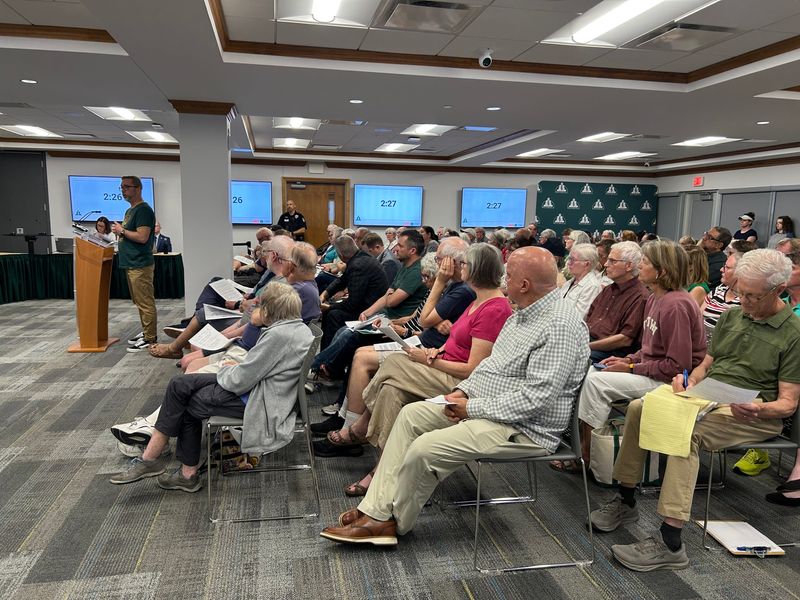 A Westerville residents speaks before Westerville City Council during a May 19 meeting. Residents packed the meeting over opposition to a potential $2.5 million sale of 64 E. Walnut St. to Continental Development Ventures for a hotel, apartments, restaurant and parking garage.