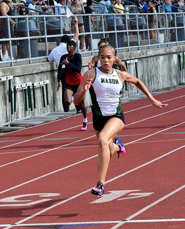 Mason's Azarae Hawkins has the state's best overall time in the 100-meter dash this season.