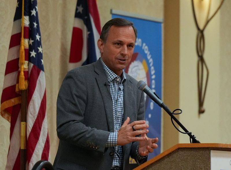Daryl Tol, president and CEO of HATCo and acting president and CEO of Summa Health, delivers a speech in Akron on May 21, 2026.