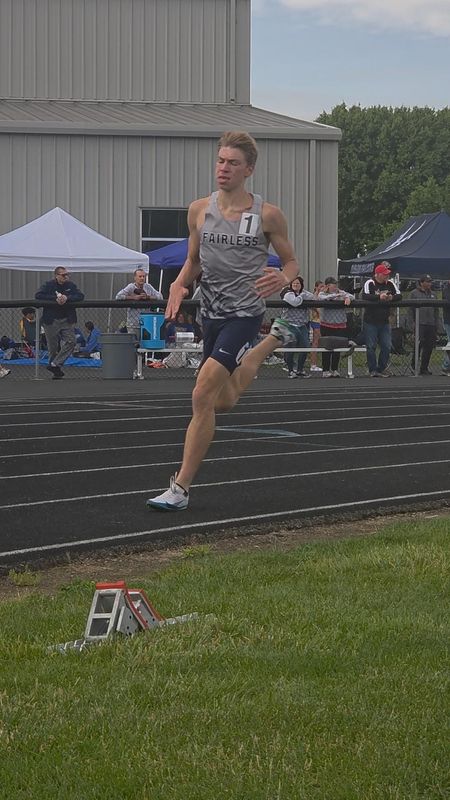 Fairless' Brice Fuller runs in the 1,600 at the Newcomerstown Division IV district track and field meet.