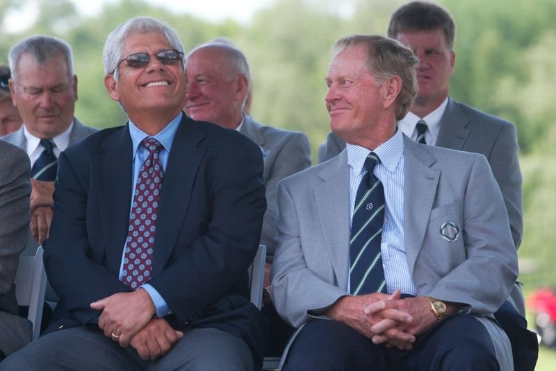 Lee Trevino and Jack Nicklaus during Trevino's Memorial Honoree Ceremony on June 2, 2004.