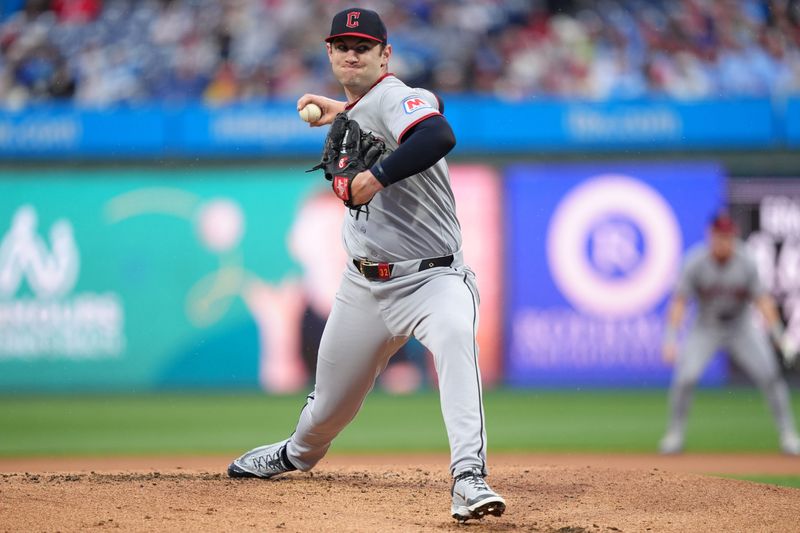 May 22, 2026; Philadelphia, Pennsylvania, USA; Cleveland Guardians starting pitcher Gavin Williams (32) throws a pitch against the Philadelphia Phillies in the first inning at Citizens Bank Park. Mandatory Credit: Kyle Ross-Imagn Images