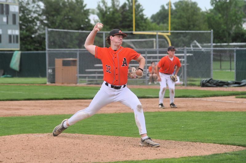 Ashland's Carson Little pitches against Defiance. The Bulldogs beat the Arrows 8-3 on Heminger Field in a Division III district semifinal at Tiffin University's Paradiso Athletic Complex on May 26, 2026.
