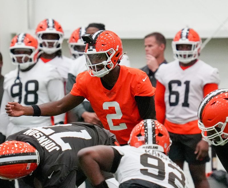 Quarterback Shedeur Sanders during the Browns OTA camp in Berea on May 20, 2026.