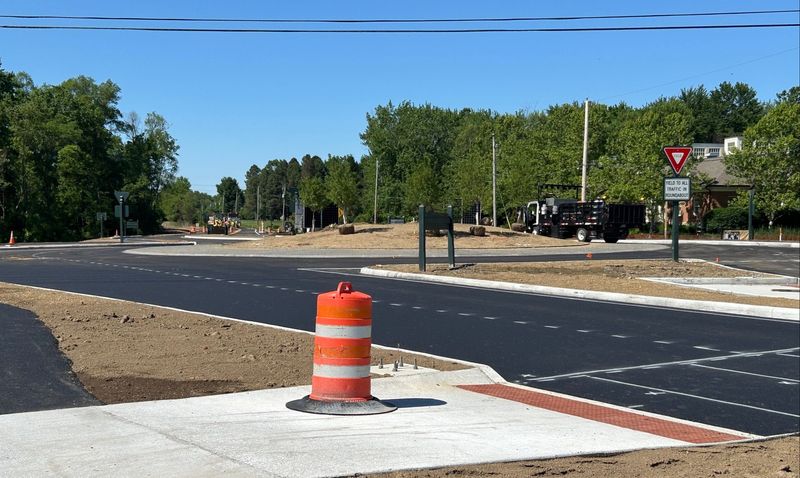 A new roundabout at New Albany-Condit Road (State Route 605) and East Walnut Street is set to open June 2. The intersection has been closed since March 2 for the $5 million project.