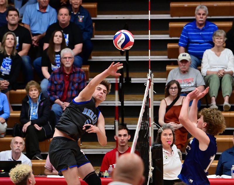 Mitch Moran eyes a point for Olentangy Berlin in a Division I state semifinal May 29 against Hudson.