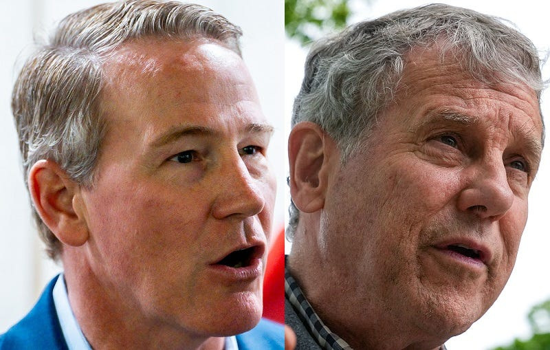 Sen. Jon Husted (left) and former Sen. Sherrod Brown