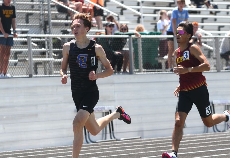 Gahanna's Gavin Swain leads the 1,600-meter run during the Division I super regional championships at Pickerington North on May 30, 2026.