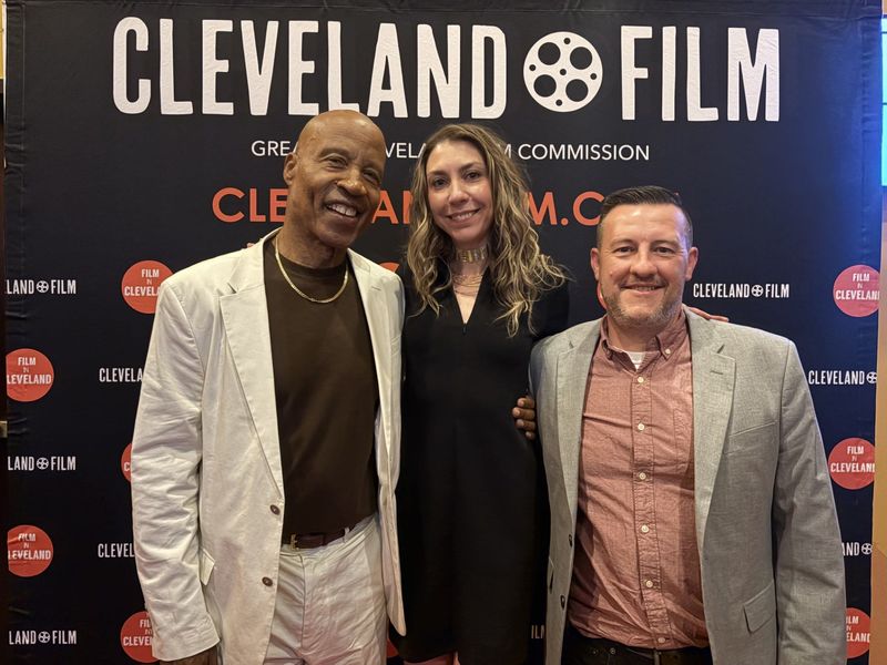 Peter Lawson Jones, actor and producer; Chelsea Gregor; and Jason Richardson, writer and director of "The Last Shop on Walnut," were on hand for the recent film premiere in Ravenna.