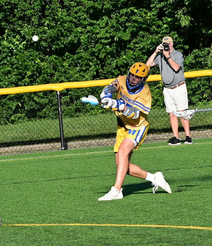 Mariemont's Ethan Hern scores for the Warriors in the OHSAA Division II boys state lacrosse semifinals, Centerville, Ohio, June 2, 2026.