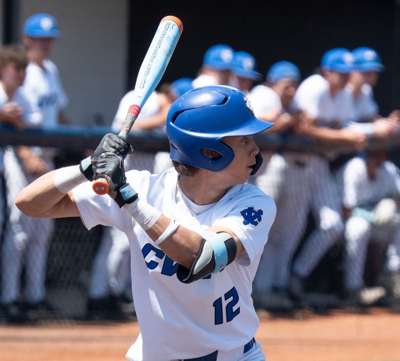 Peyton Drabick is up to bat. Division III regional semifinal baseball Cuyahoga Valley Christian Academy v Chardon in Hudson on June 3, 2026.
