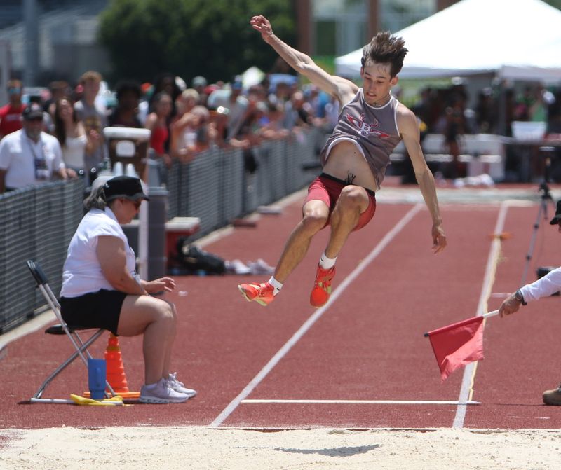 Buckeye Central's Collin Perry competes in the Jesse Owens Ohio High School State Track and Field Championships on Thursday, June 4, 2026 at Jesse Owens Memorial Stadium on the campus of The Ohio State University.