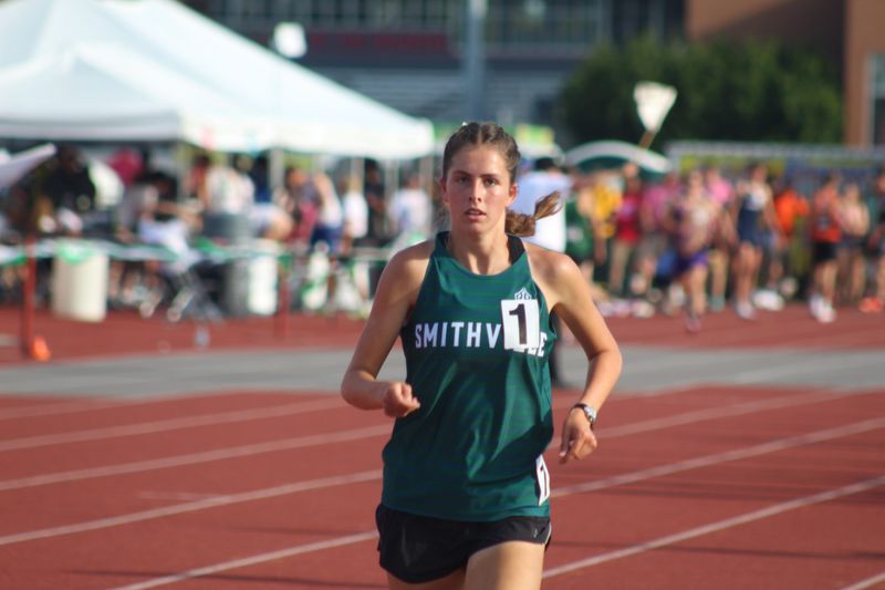 Smithville's Kaitlyn Carr won the Division V state title in the 3200 meters on Thursday evening in Columbus at Jesse Owens Memorial Stadium.