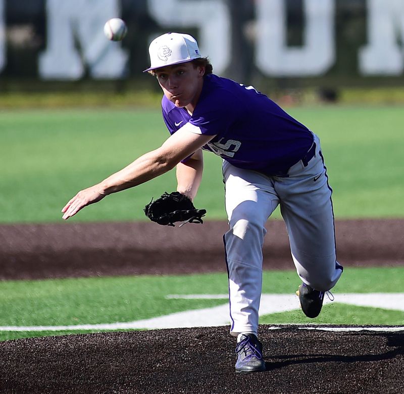 Jackson's Brody Folk pitches in a Division I regional final game against Perrysburg Thursday June 4, 2026 at Thurman Munson Stadium. Michael Skolosh/Special to the Canton Repository