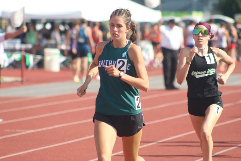 Smithville's Kaitlyn Carr won the Division V 1600 meters on Friday at the OHSAA state track meet in Columbus at Jesse Owens Memorial Stadium.