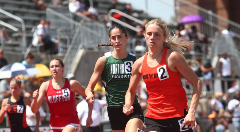 Northridge's Ava Travis competes in the 400-meter run during the Division IV state championships at Ohio State on June 5.