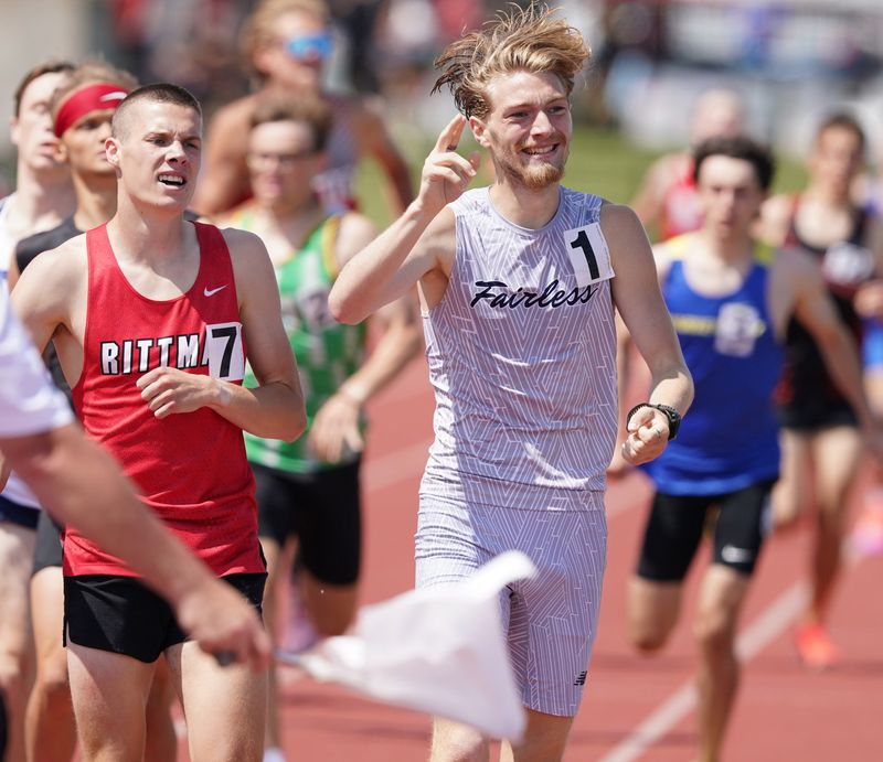 Fairless’s Bradlee Keehn wins the D4 800 meter run finals at the 2026 OHSAA State Track and Field Championships held at Jesse Owens Memorial Stadium in Columbus. Friday, June 5, 2026.
