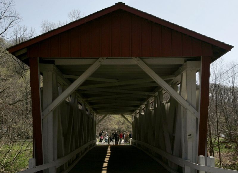 The Everett Road covered bridge in Boston Township in seen on April 17, 2006.