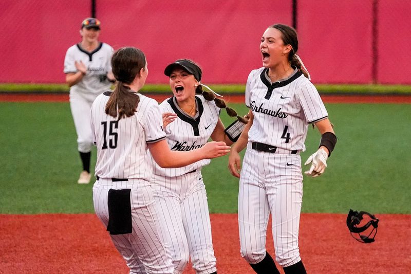 Westerville Central players celebrate after defeating Walsh Jesuit 7-0 in a Division II state semifinal June 6.