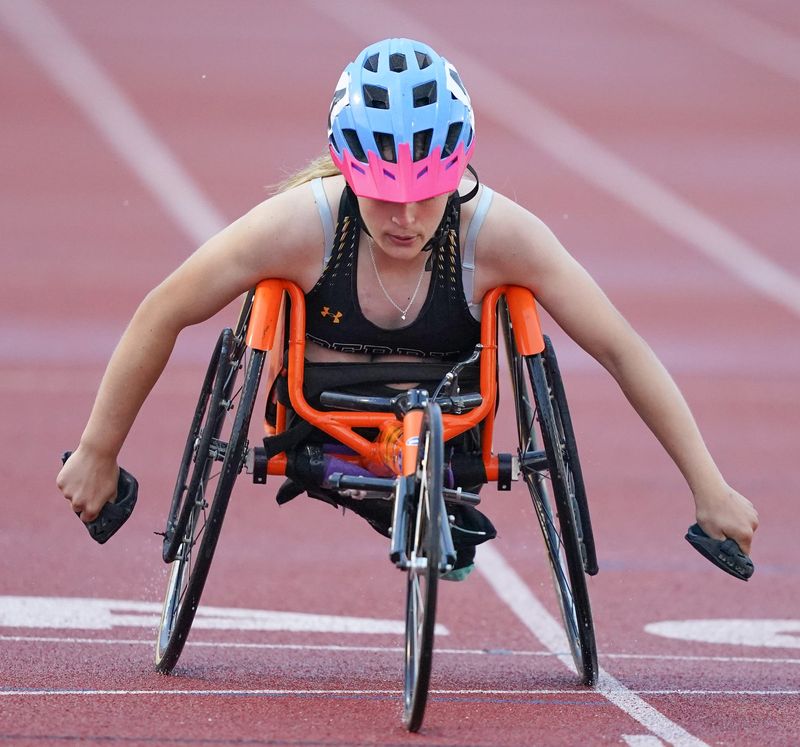Perry’s Ahsha DiPietro heads for the finish line in her state championship win in the 800 seated finals at the 2026 OHSAA State Track and Field Championships held at Jesse Owens Memorial Stadium in Columbus. Saturday, June 6, 2026.