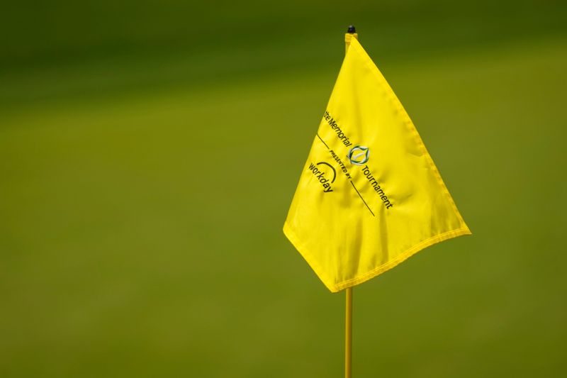 The flag sits in the first hole during the final round of the Memorial Tournament at Muirfield Village Golf Club on June 7, 2026.