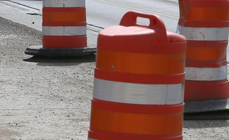 Orange barrels on the road in Summit County.