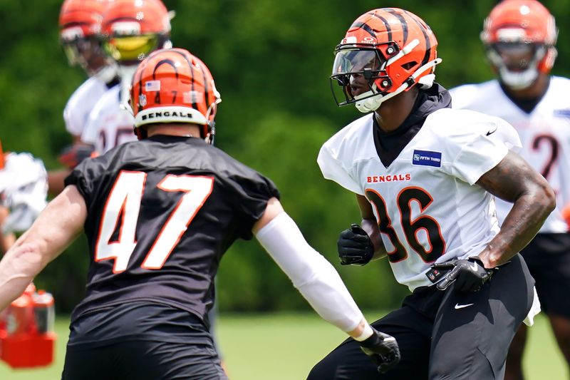 Cincinnati Bengals wide receiver Colbie Young (86) runs drills during practice on Tuesday, June 9, 2026, at Kettering Health Practice Fields in downtown Cincinnati.