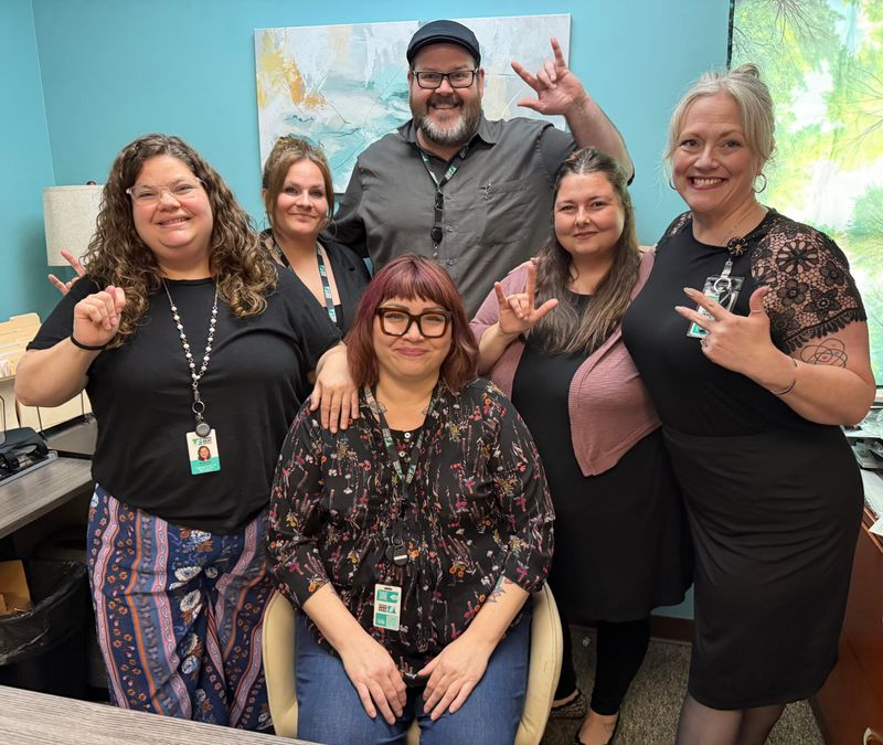 Employees at TRIAD Deaf Services in Canton are coordinating Deaf-A-Palooza on June 19 and 20 at Tom Benson Hall of Fame Stadium at Hall of Fame Village in Canton. From left are Alexis Salsman, Alison Clark, Casey Ring, Amanda Fullen, Danette Levy and seated in front is Alma Sepulveda.