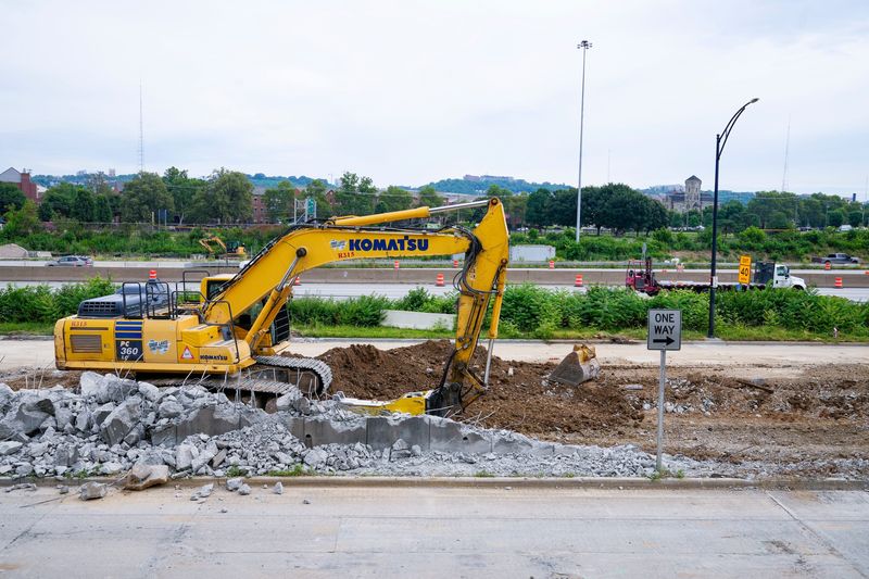 Construction continues along Gest Street near southbound Interstate 75 on June 11, 2026, as part of the Brent Spence Bridge Corridor project. Additional ramp closures are expected later this month.