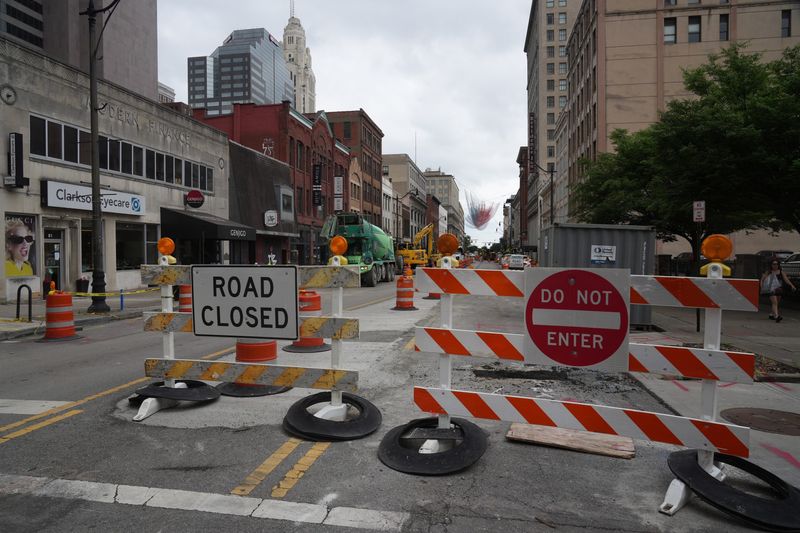 Gay Street traffic is one-way eastbound as the Capital Line project is underway on June 12. Once completed, the Capital Line will feature widened, curb-less sidewalks, dedicated bike lanes and expanded public green spaces to connect key city destinations. Construction on the first part on East Gay Street is happening now, with the entire block closed to traffic, and businesses/restaurants on that street are voicing complaints.