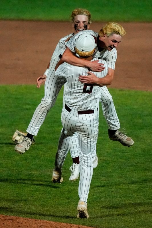 New Albany celebrates its Division II state title after defeating Walsh Jesuit 4-1 on June 13 in Akron.