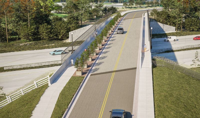 A rendering of Grove City's Hoover Road Pedestrian Bridge Project, the first project funded by the LinkUS sales tax levy to break ground in June 2026.